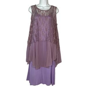 NWOT India Boutique Lace Sleeveless Dress Purple One Size Coquette Stretch